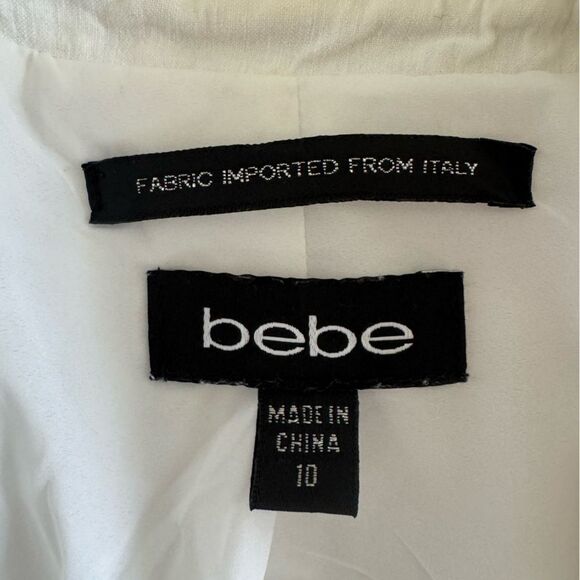 Bebe Women’s Linen Blend Blazer Jacket Sz 10 Ivory Italian Fabric Office Career - Picture 5 of 6